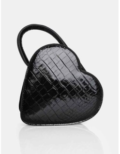 The Roux Black Croc Heart Grab Bag