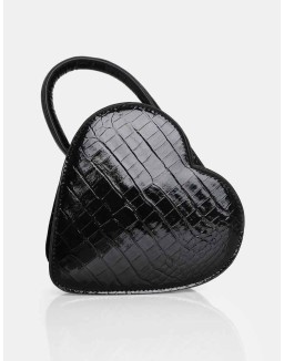 The Roux Black Croc Heart Grab Bag