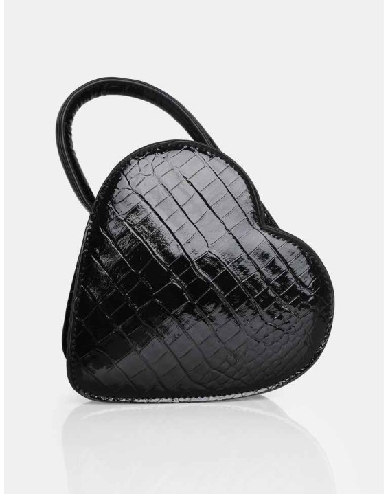 The Roux Black Croc Heart Grab Bag