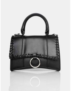 The Roxi Black Plaited Edge Mini Handbag