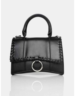 The Roxi Black Plaited Edge Mini Handbag