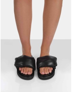 Sweeter Black Nylon Padded Slide Sandals