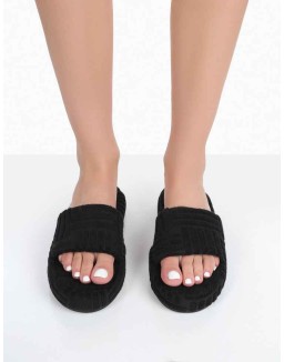 Juicy Black Terry Towelling Slider Slippers