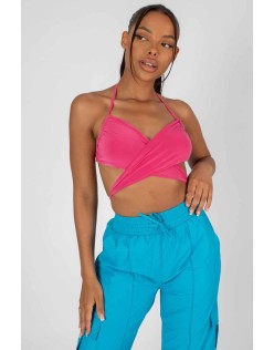 90's Butterfly Slinky Wrap Top Pink