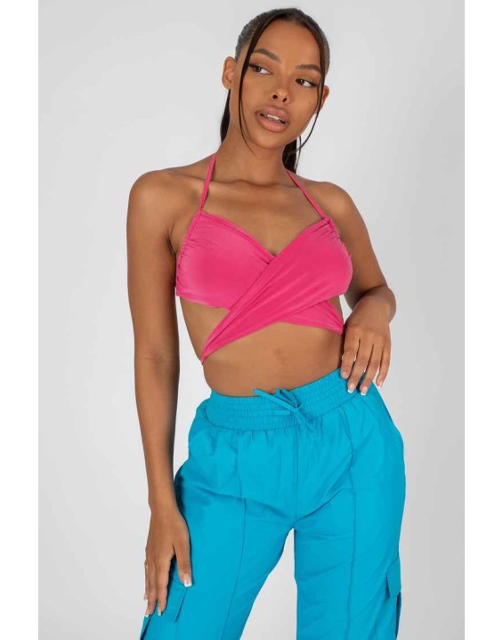 90's Butterfly Slinky Wrap Top Pink