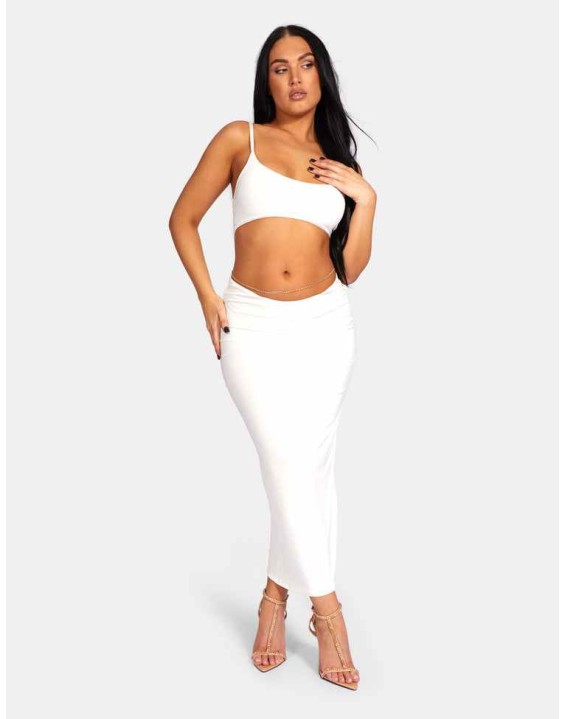 Strappy Low Waist Midaxi Dress White
