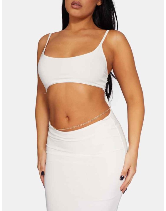 Strappy Low Waist Midaxi Dress White