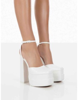 Moonchild White Pu Closed Toe Statement Platform Block Heels