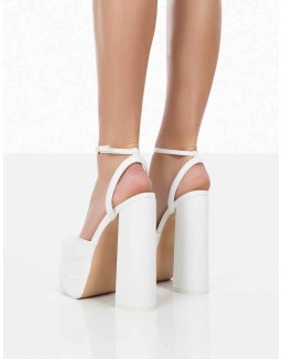 Moonchild White Pu Closed Toe Statement Platform Block Heels