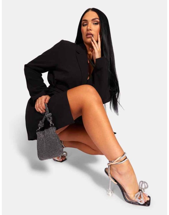 Wrap Belt Blazer Dress Black