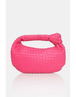 The Blame Hot Pink Woven PU Knot Detail Mini Grab Bag