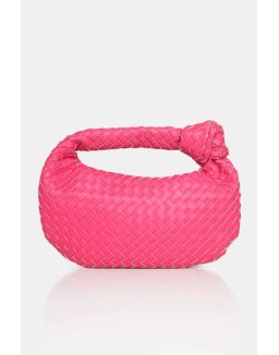 The Blame Hot Pink Woven PU Knot Detail Mini Grab Bag