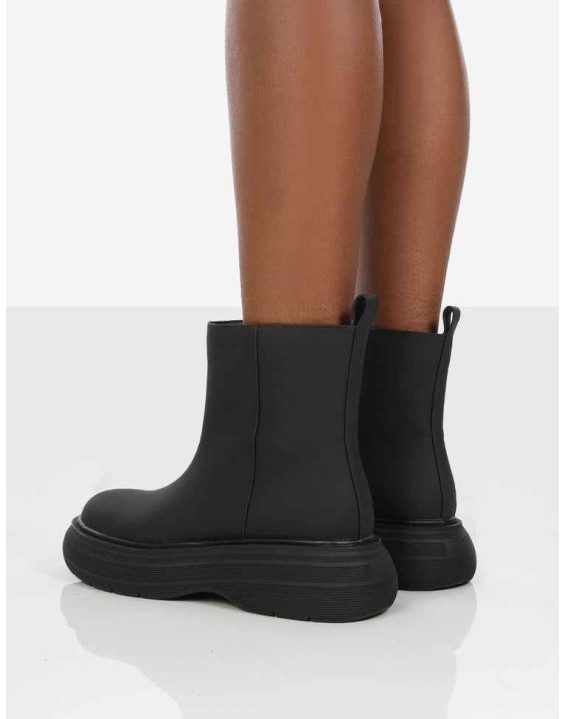 Caia Black Chunky Sole Ankle Boot
