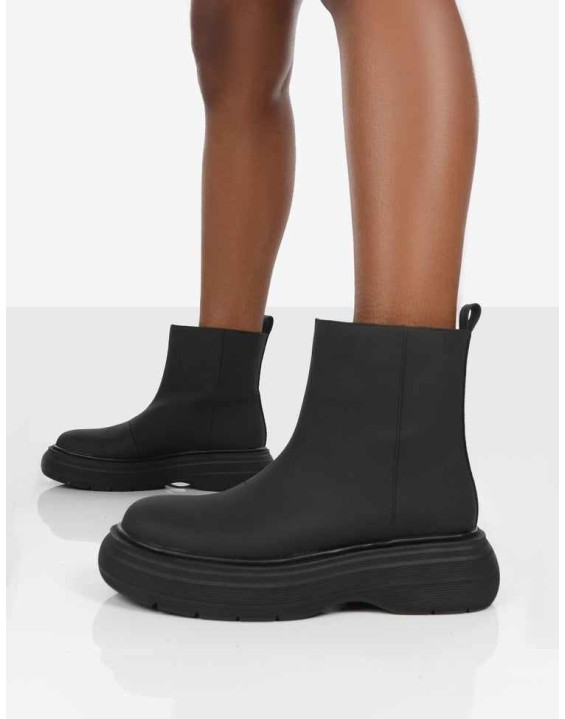 Caia Black Chunky Sole Ankle Boot