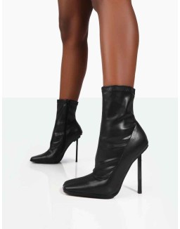 Pippa Black Sock High Heeled Ankle Boots