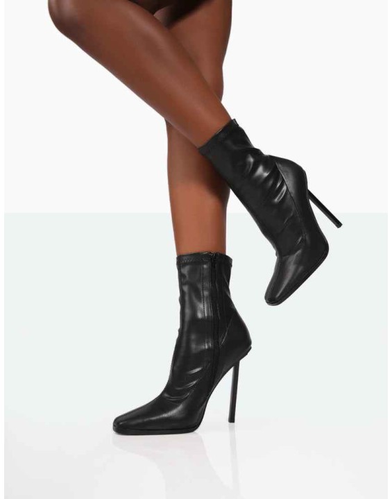 Pippa Black Sock High Heeled Ankle Boots