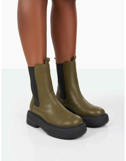 Barbie Dark Khaki Pu Chelsea Boots