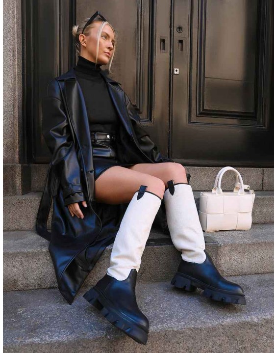 Longline Pu Belted Black Trench