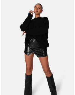 Oversized Knitted Crew Neck Jumper Black