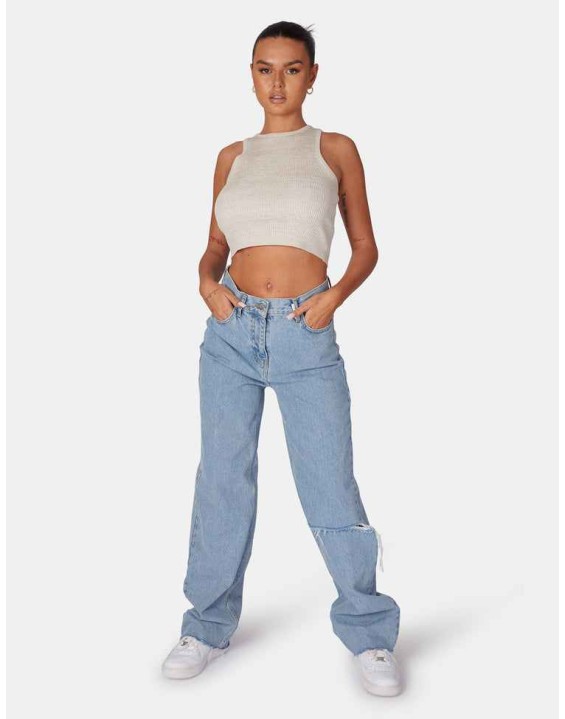 Extreme Racer Knitted Crop Oatmeal