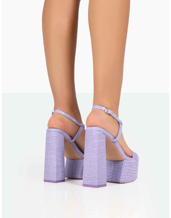 Jesse Purple Croc Platform Block High Heels