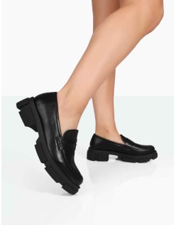 Camden Black PU Chunky Loafers