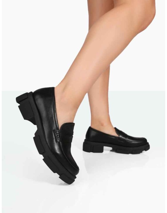 Camden Black PU Chunky Loafers