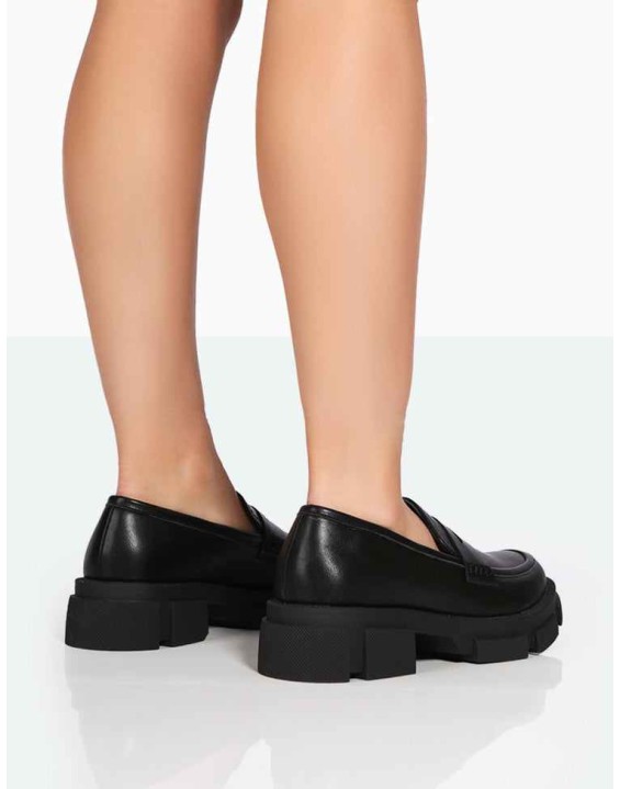 Camden Black PU Chunky Loafers