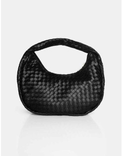 The Capsian Black Woven Pu Grab Bag