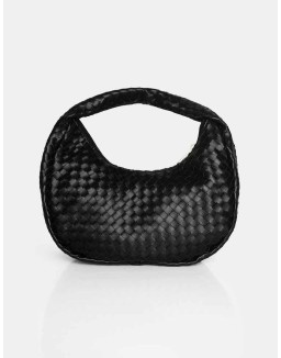 The Capsian Black Woven Pu Grab Bag