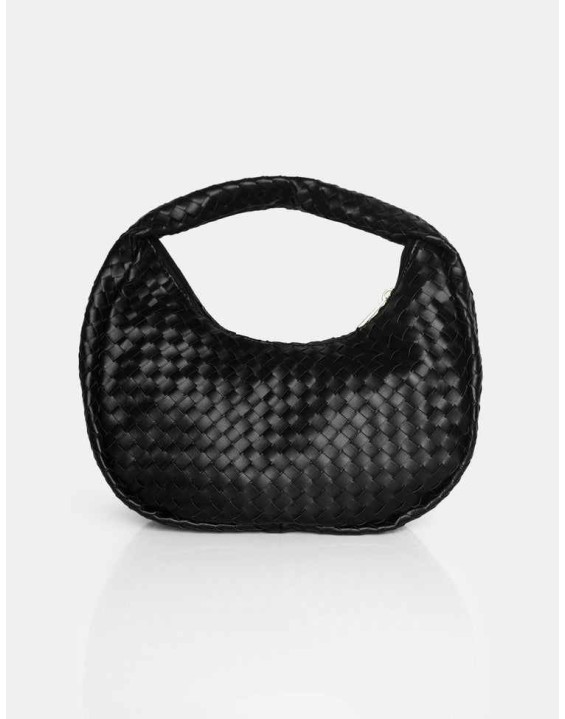 The Capsian Black Woven Pu Grab Bag