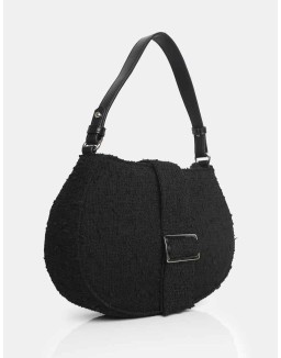 The Tex Black Boucle Shoulder Bag