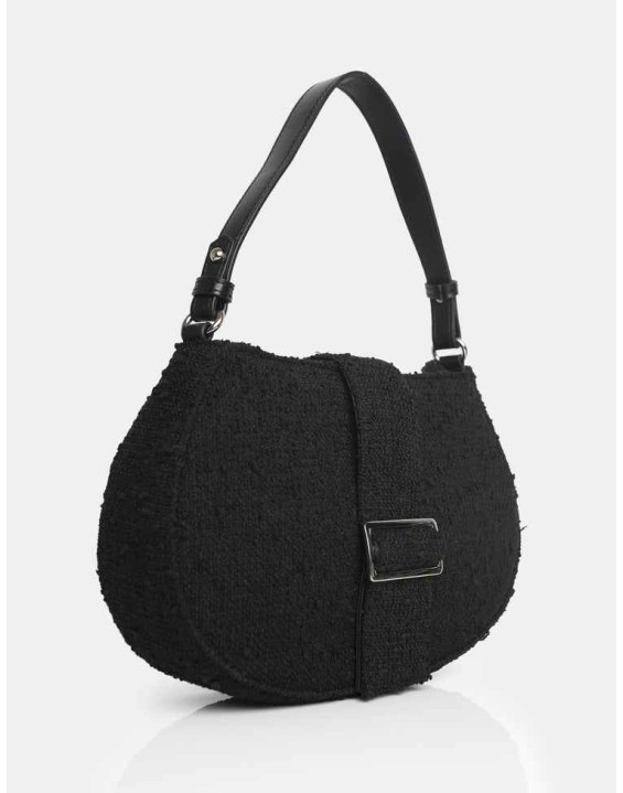 The Tex Black Boucle Shoulder Bag