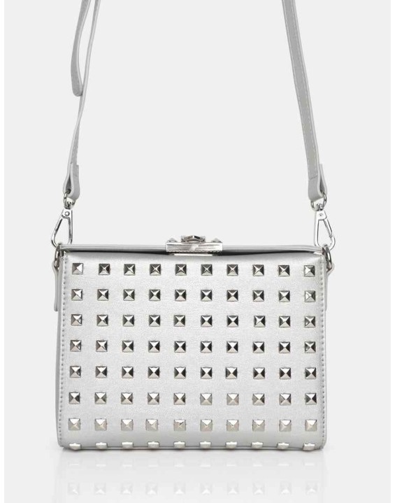 The Jose Silver PU Metal Studded Bag