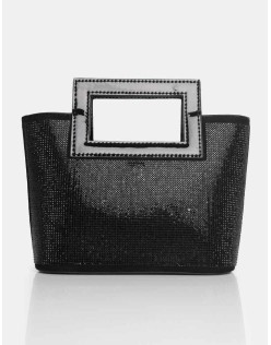The Lustre Black Pu Diamante Bag
