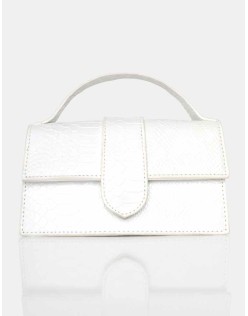 The Mika White Matte Croc Bag