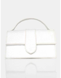 The Mika White Matte Croc Bag