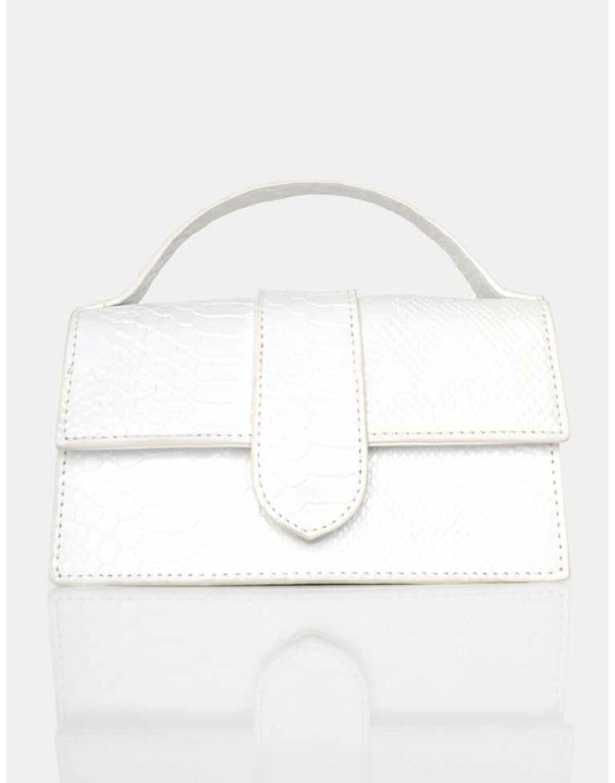 The Mika White Matte Croc Bag