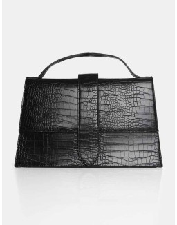 The Mika Black Croc Bag
