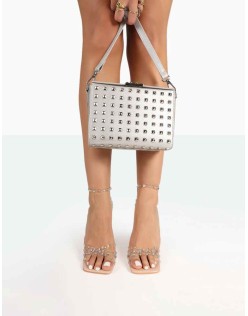 Fairy Nude Patent Clear Perspex Sparkly Diamante Cakestand High Heels