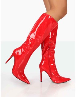 Horizon Red Patent Stiletto Knee High Boots