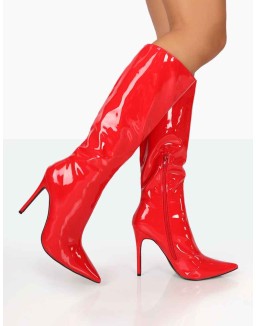 Horizon Red Patent Stiletto Knee High Boots