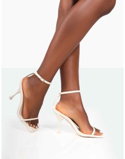 Narla Ecru PU Strappy Barely There High Heels