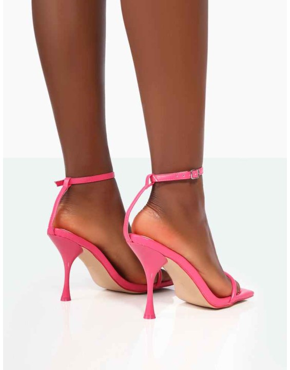 Narla Fuchsia Pink Pu Strappy Barely There High Heels