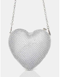 The Ophelia Silver Diamante Clutch Bag
