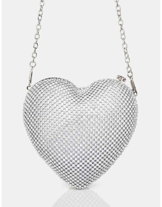 The Ophelia Silver Diamante Clutch Bag