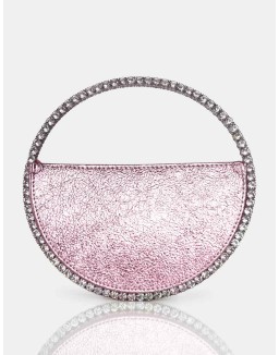 The Alessia Metallic Pink Circle Diamante Mini Grab Bag