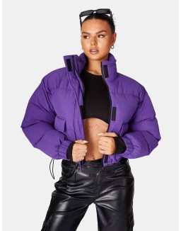 CROPPED POCKET DETAIL PUFFER PURPLE