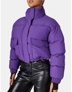 CROPPED POCKET DETAIL PUFFER PURPLE