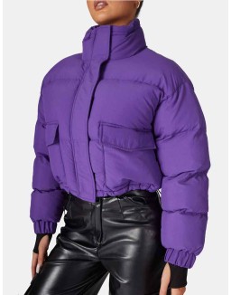 CROPPED POCKET DETAIL PUFFER PURPLE